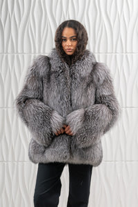 Manzari Blue Frost Fox fur coat for a luxurious feel