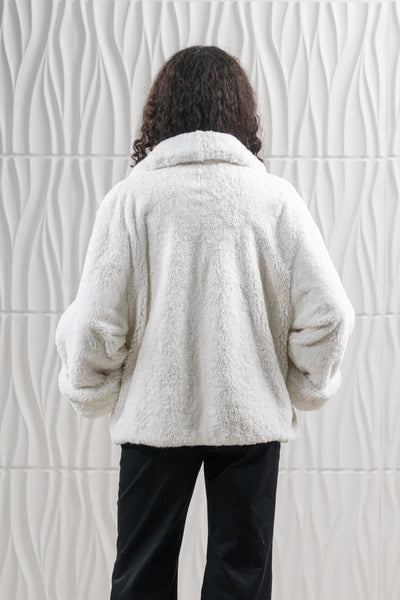 Model wearing a manzari mink fur coat