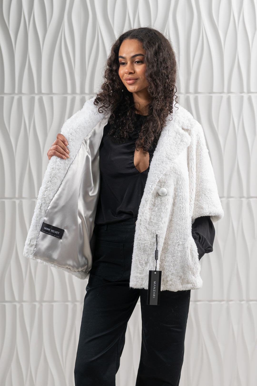 High-quality White Mink fur coat for luxury lovers