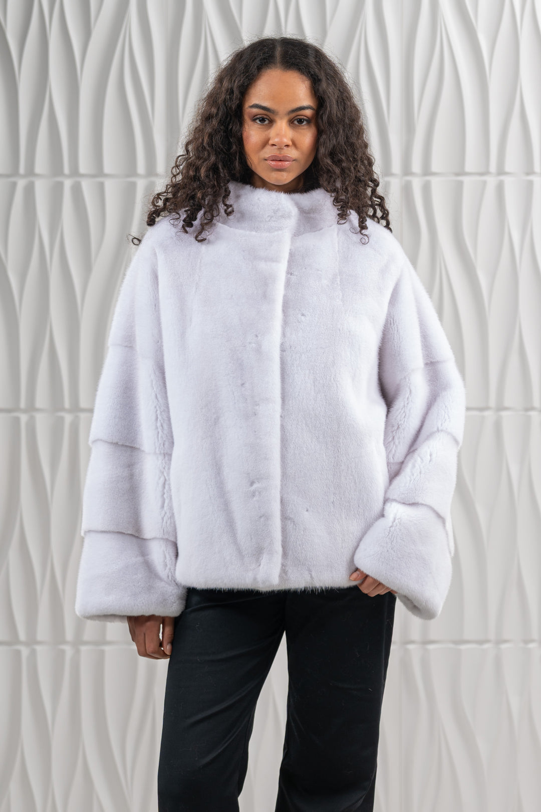 Elegant White Mink fur coat for a refined look