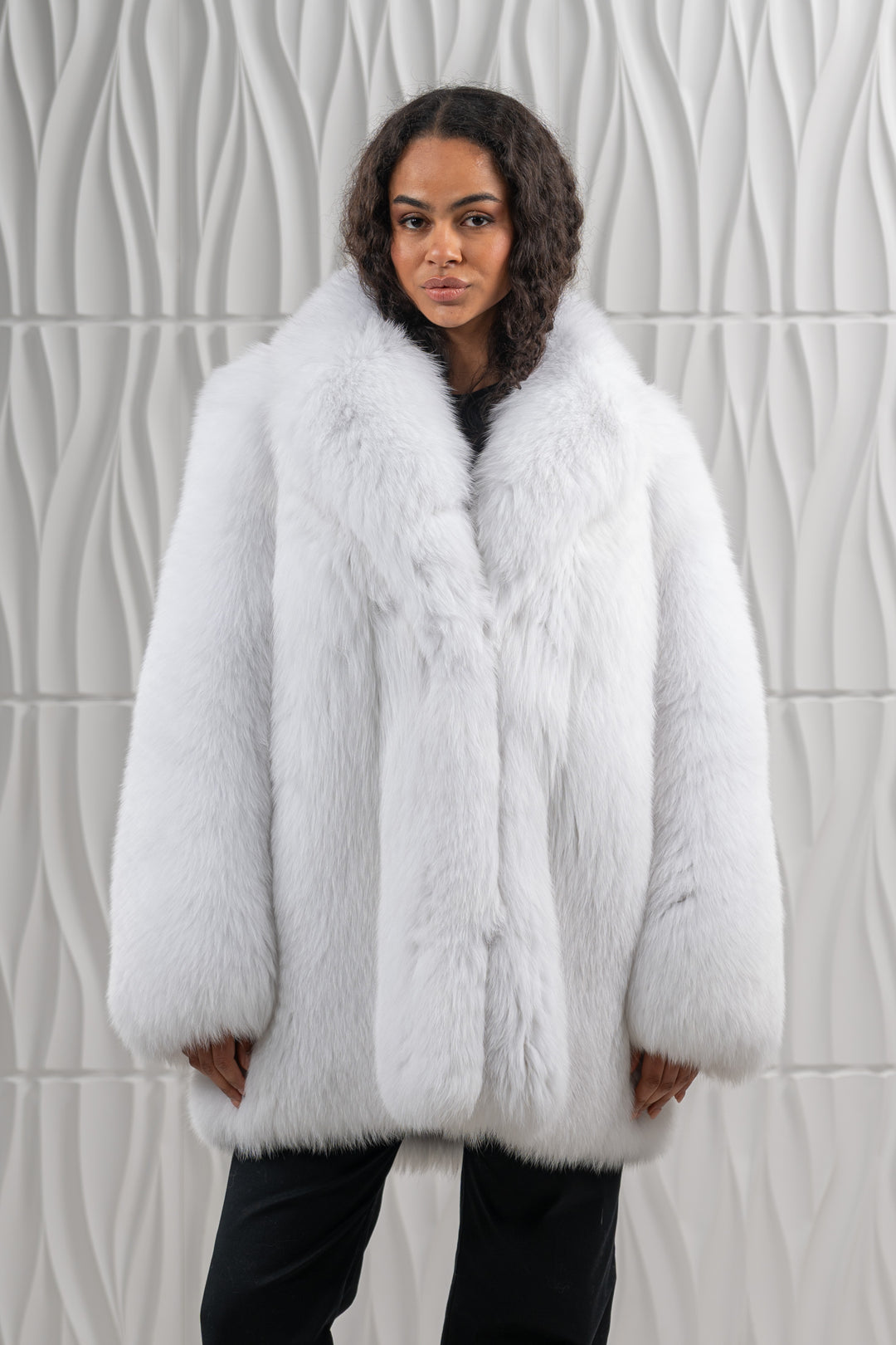 Sophisticated Shadow Blue Frost Fox fur coat by manzari