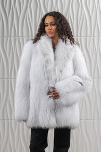 Elegant Artic Marble Fox fur coat for modern fashion