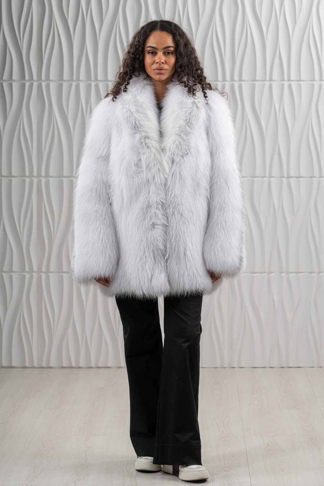 High-quality Artic Marble Fox fur coat for fashion enthusiasts