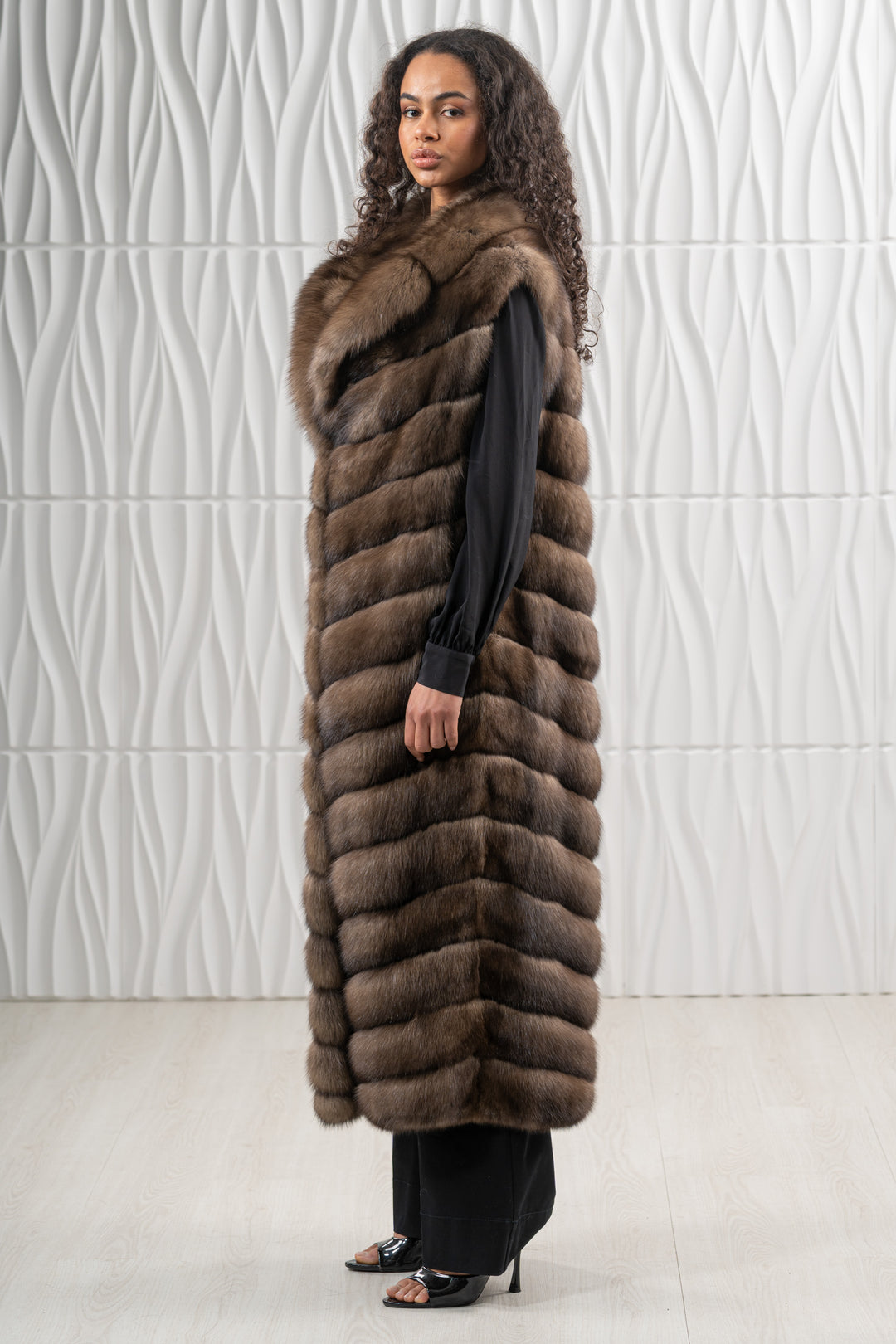 Manzari Platinum Russian sable fur coat for a timeless look