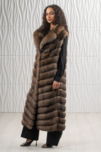 Premium Platinum Russian sable fur coat for winter fashion