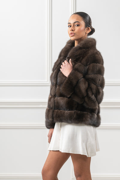 RUSSIAN SABLE SILVERY SKIN NATURAL LONG HAIR SHORT JACKET L1,7 P/K 22M0915
