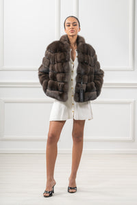 Premium Silvery Russian sable fur coat for winter fashion