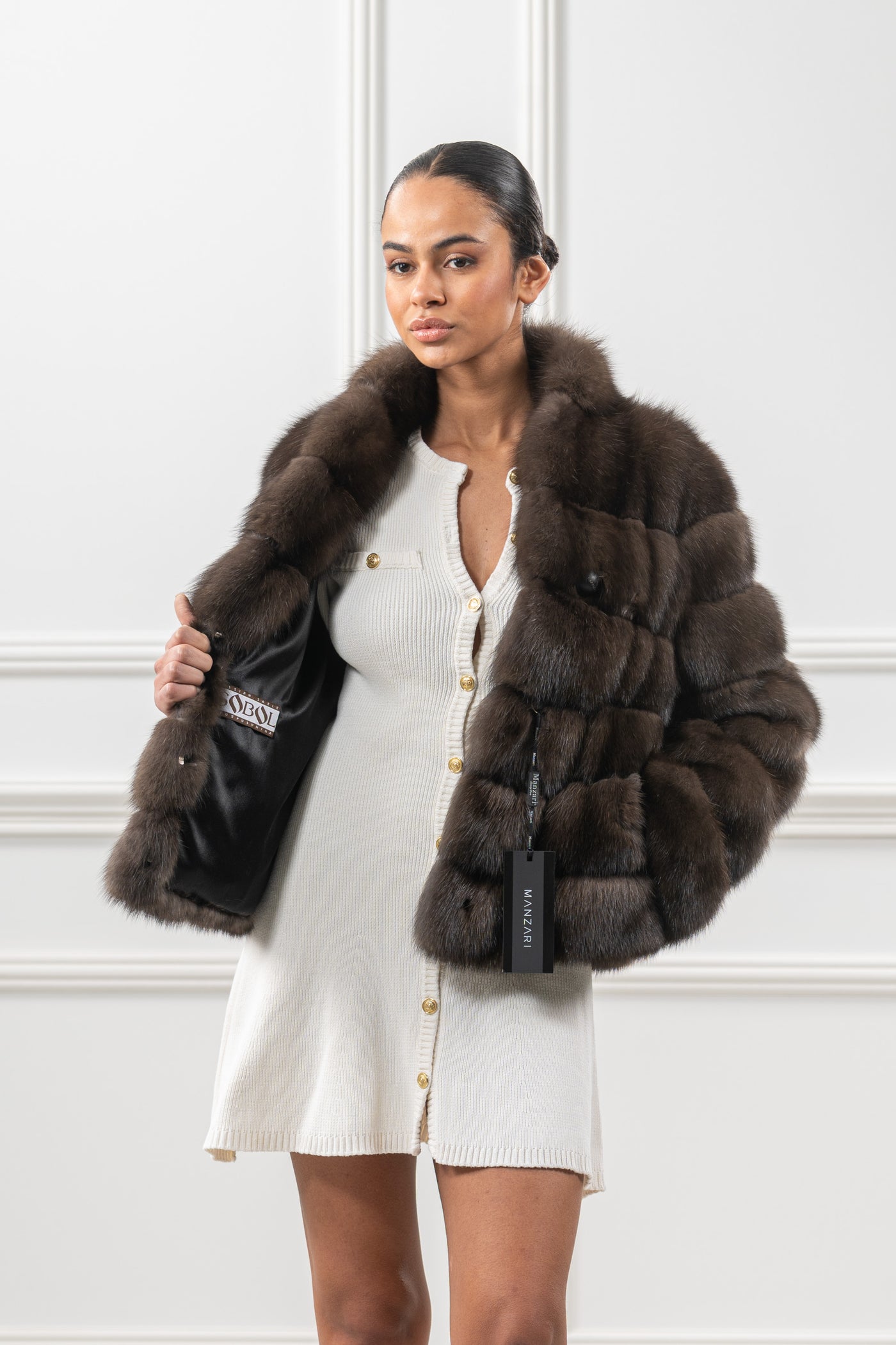 RUSSIAN SABLE SILVERY SKIN NATURAL LONG HAIR SHORT JACKET L1,7 P/K 22M0915