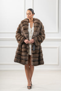 Premium Platinum Russian sable fur coat for winter fashion