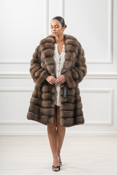 Manzari sable fur coat with a modern design