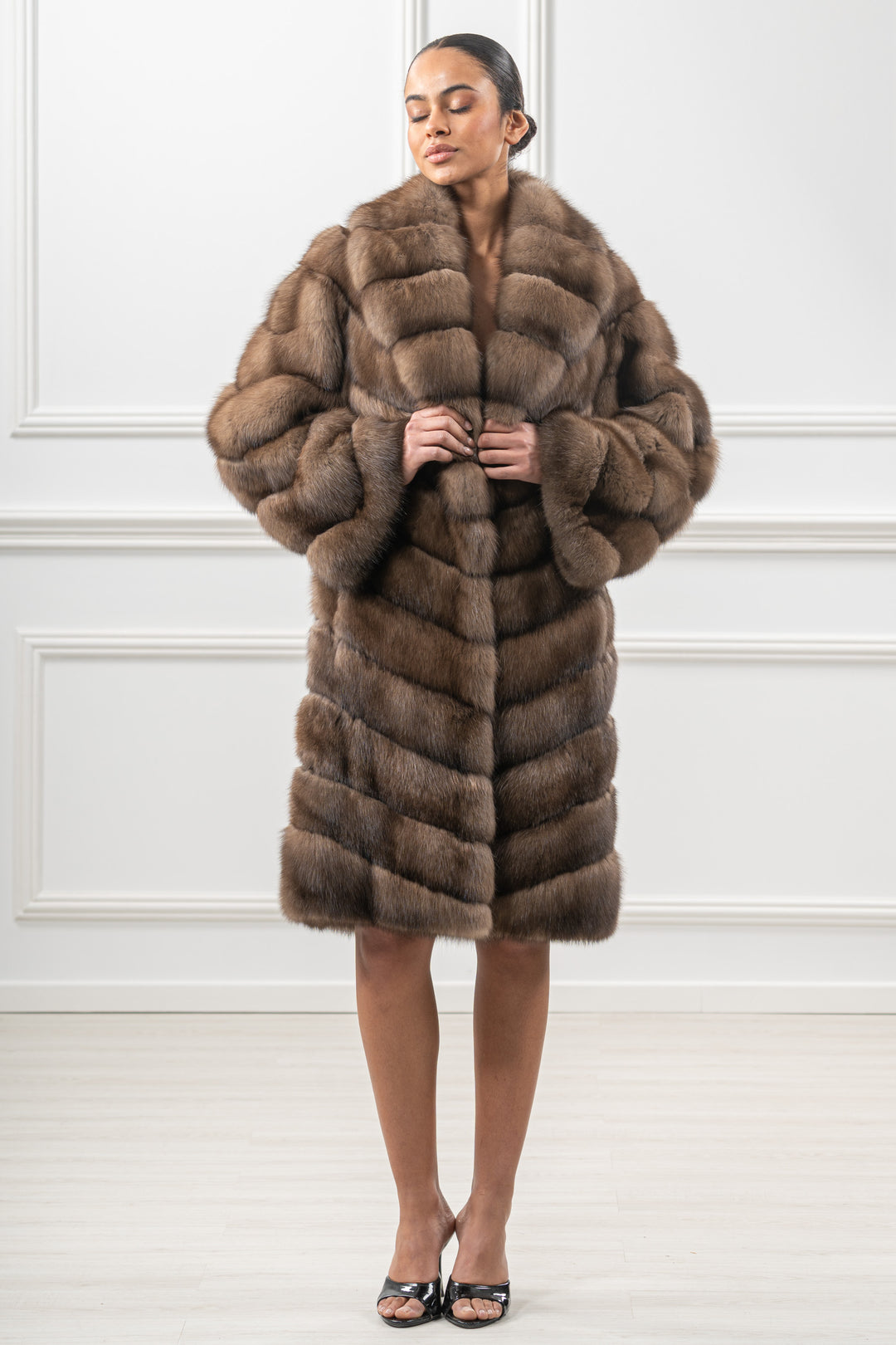 High-quality Platinum Russian sable fur coat for luxury lovers