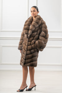 Premium sable fur coat for winter fashion