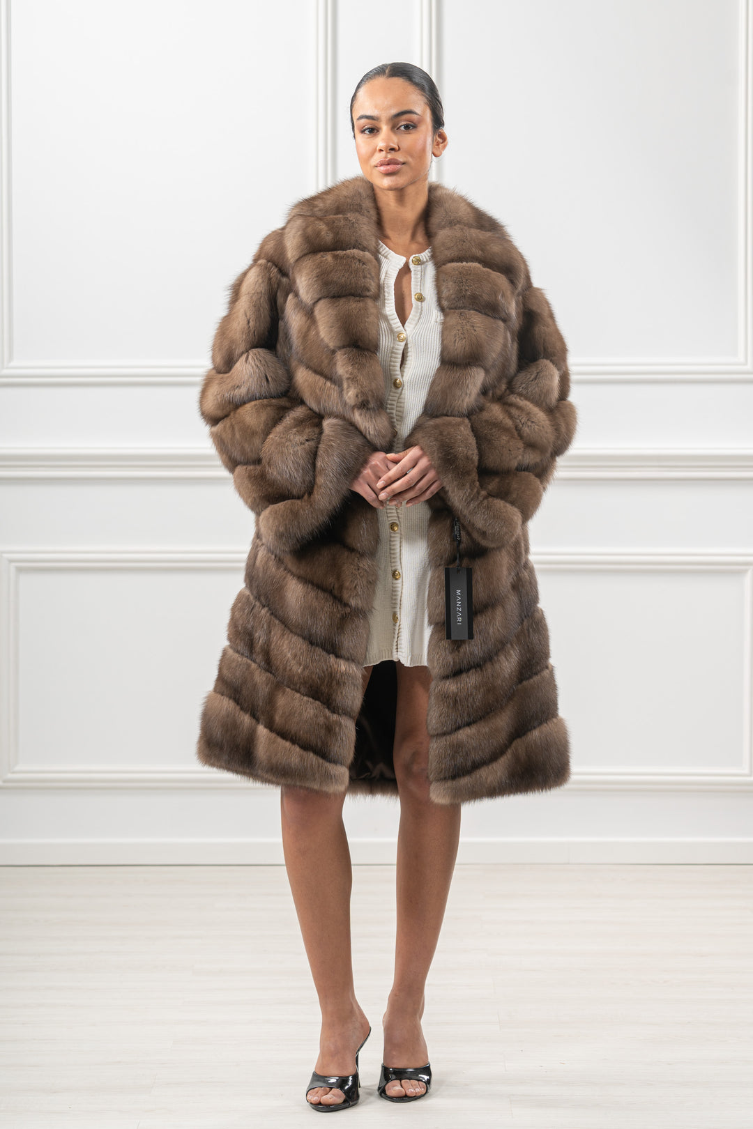Manzari Platinum Russian sable fur coat for a timeless look