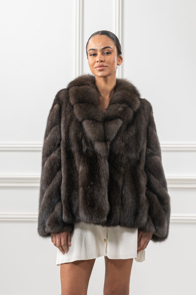 RUSSIAN SABLE CARBONIO SILVERY SKIN NATURAL LONG HAIR SHORT JACKET L1,7 S/S 26M6414