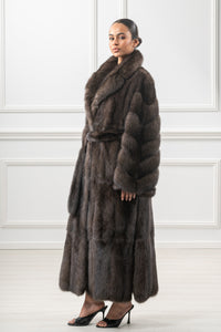 Luxurious Carbonio Russian sable fur coat on display