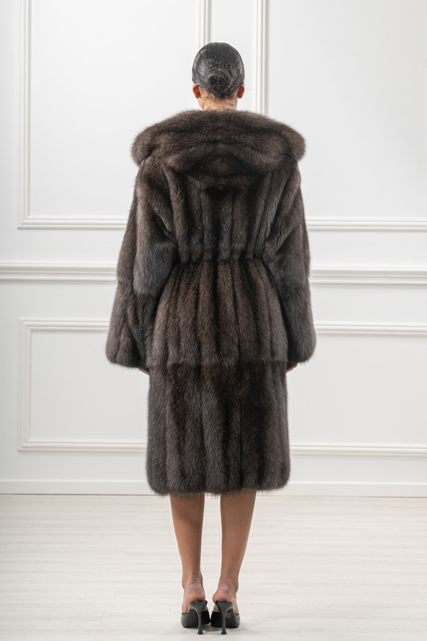 Luxurious manzari sable fur coat on display