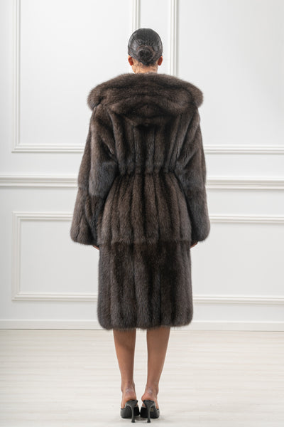 Luxurious manzari sable fur coat on display
