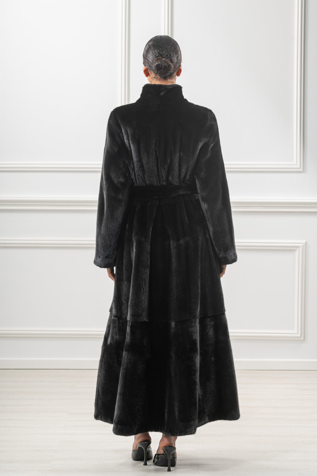 Elegant Black Velvet Mink fur coat for a refined look