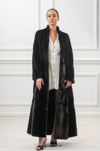 Manzari Black Velvet Mink fur coat with a modern touch