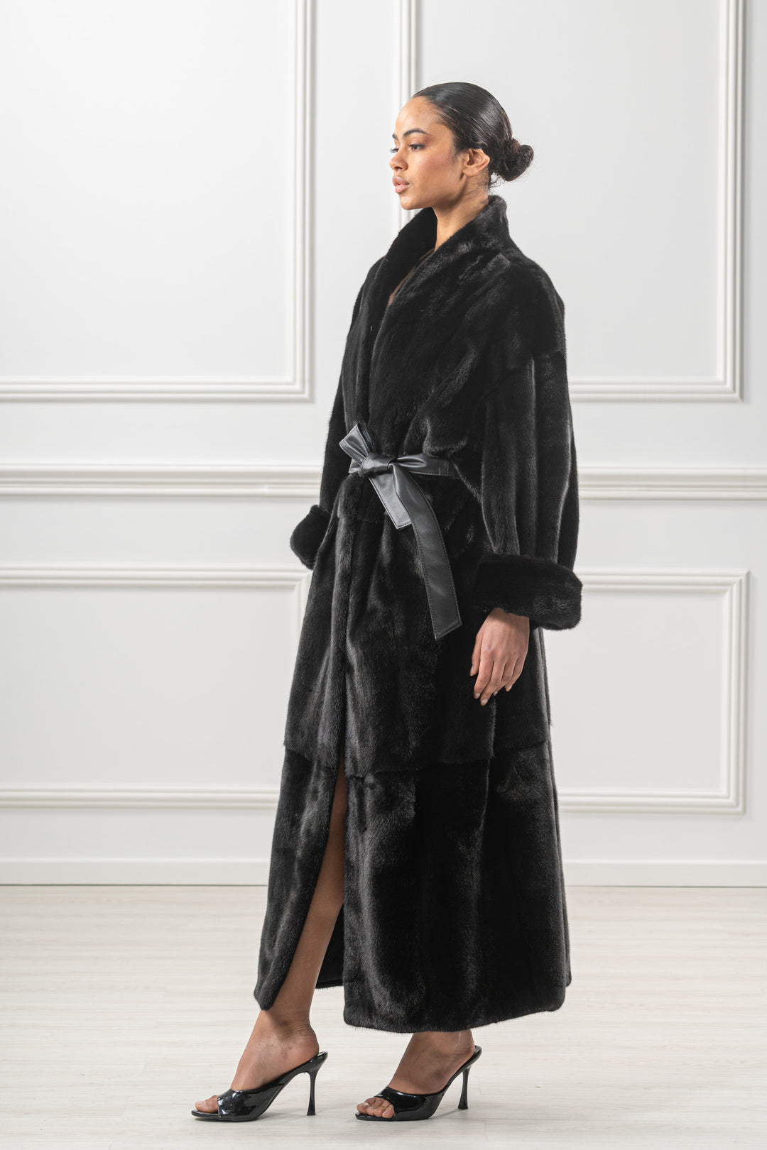 High-quality Black Velvet Mink fur coat for luxury lovers