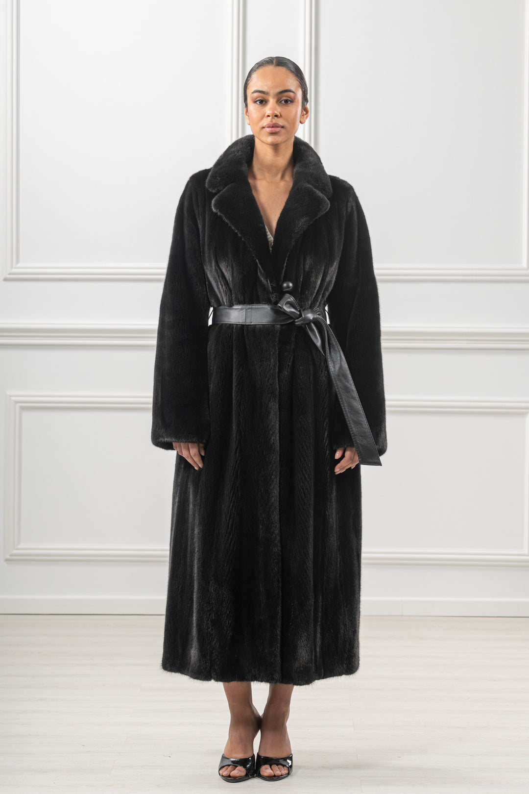 High-quality Black Mink fur coat for luxury lovers