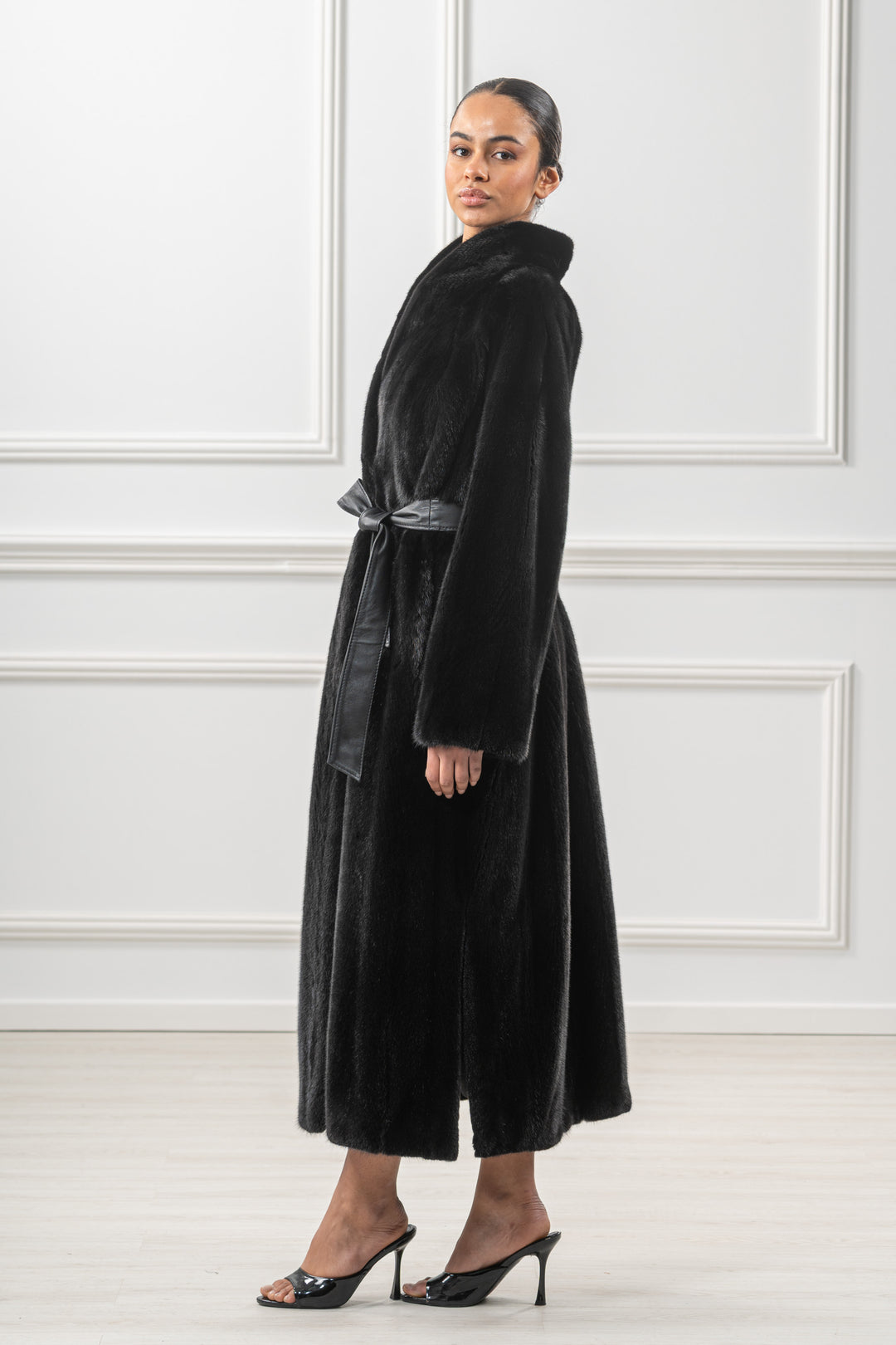 High-quality Black Mink fur coat for luxury lovers