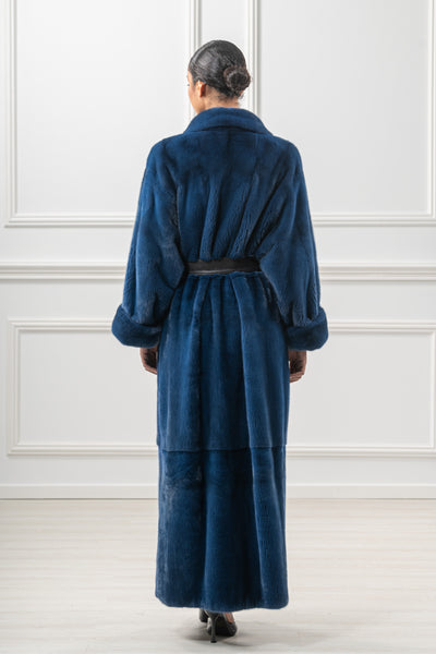 Model wearing a manzari mink fur coat