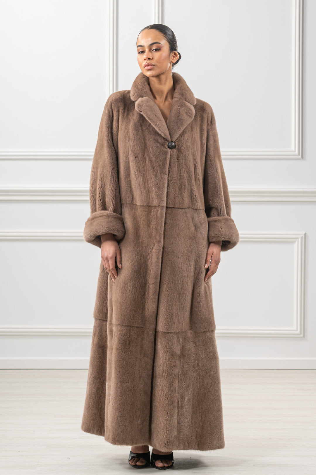 Premium Taupe Mink fur coat for a sophisticated style