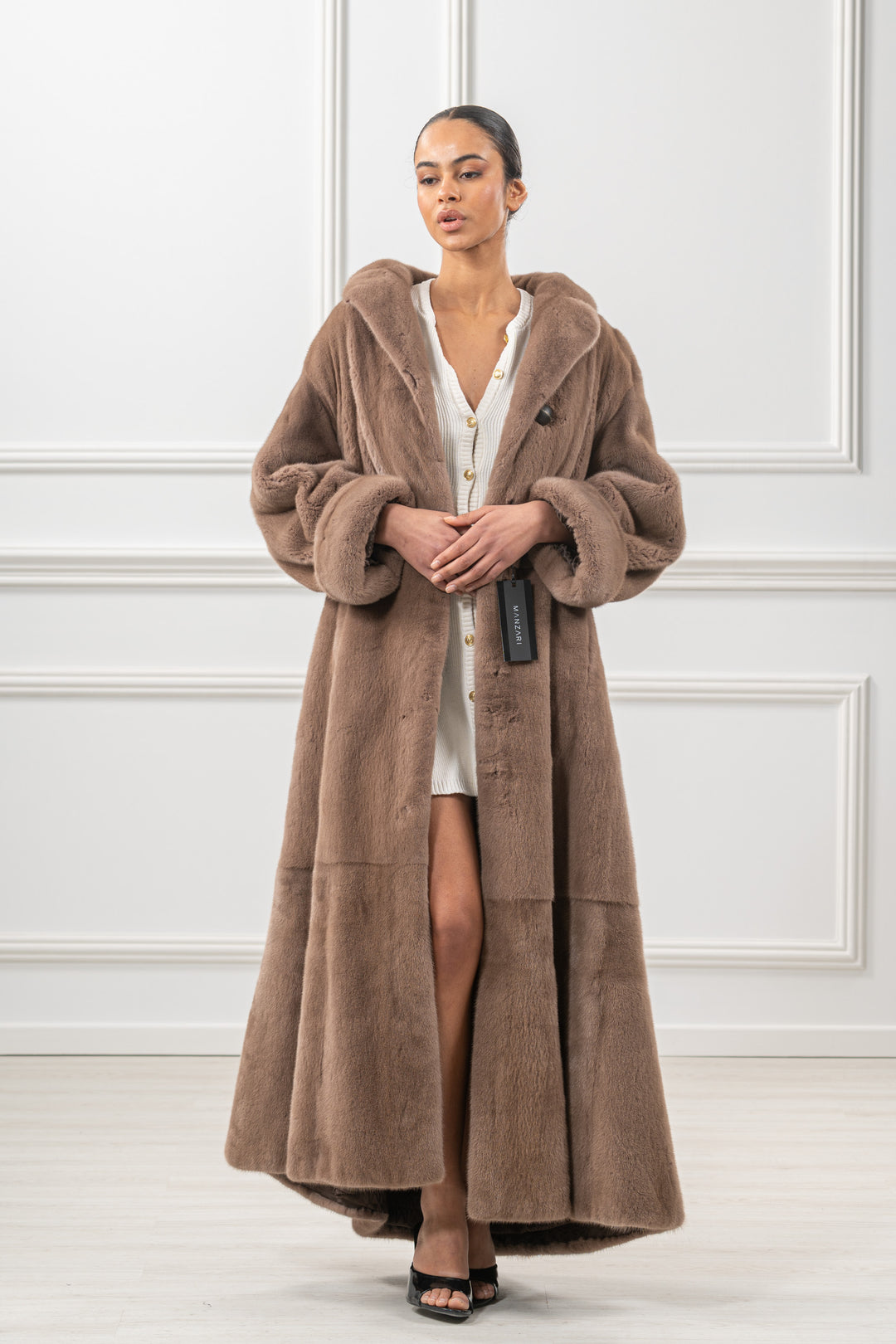 Premium Taupe Mink fur coat for a sophisticated style