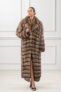 Premium Platinum Russian sable fur coat for winter fashion