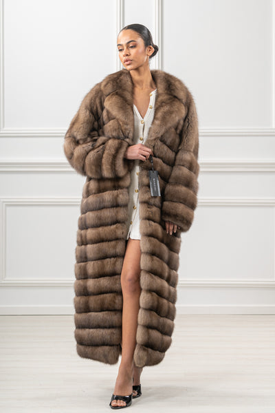 Manzari sable fur coat with a modern design