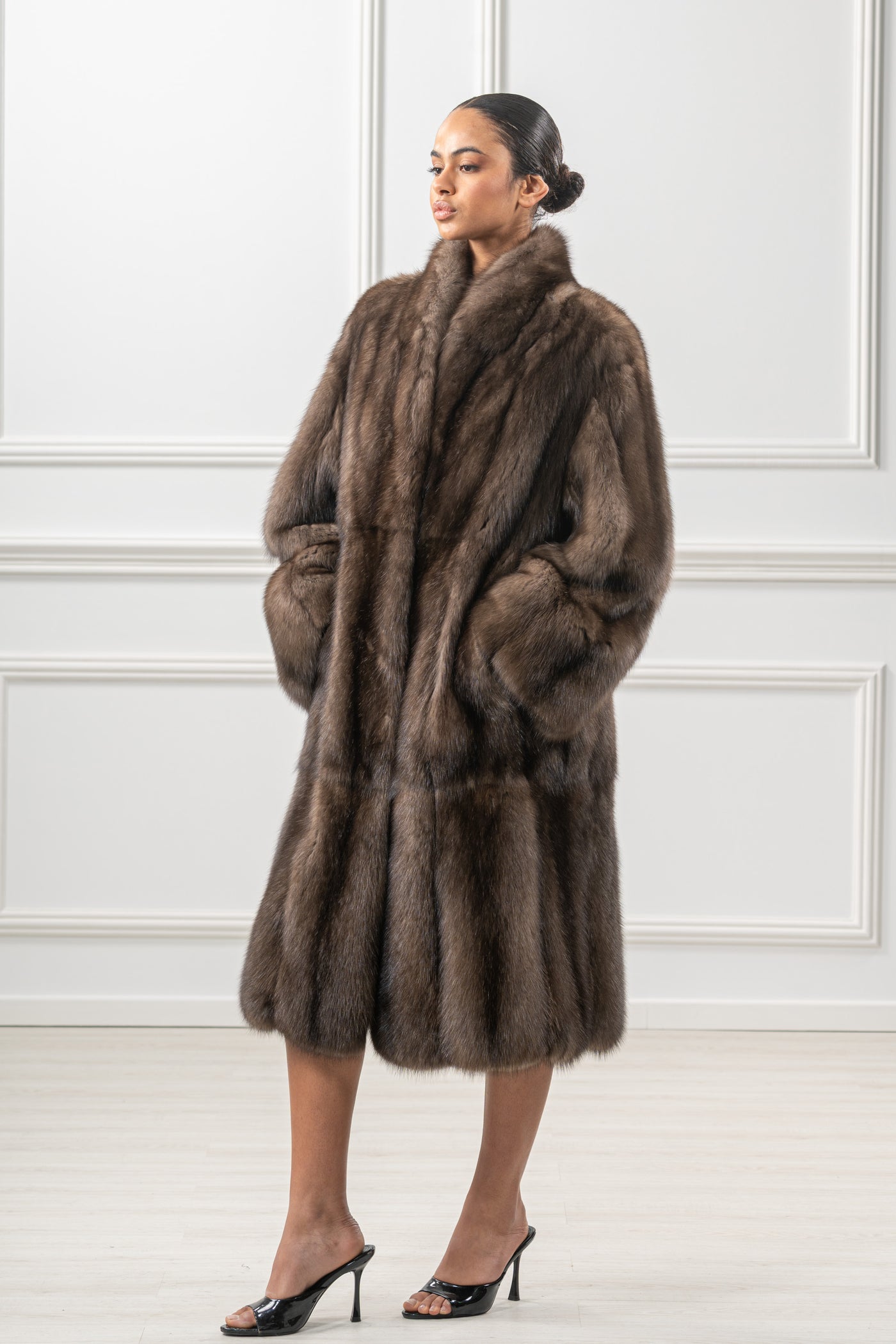 Premium sable fur coat for winter fashion