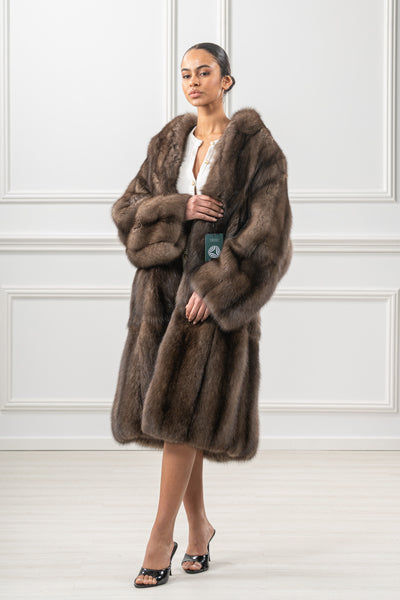 Luxurious manzari sable fur coat on display