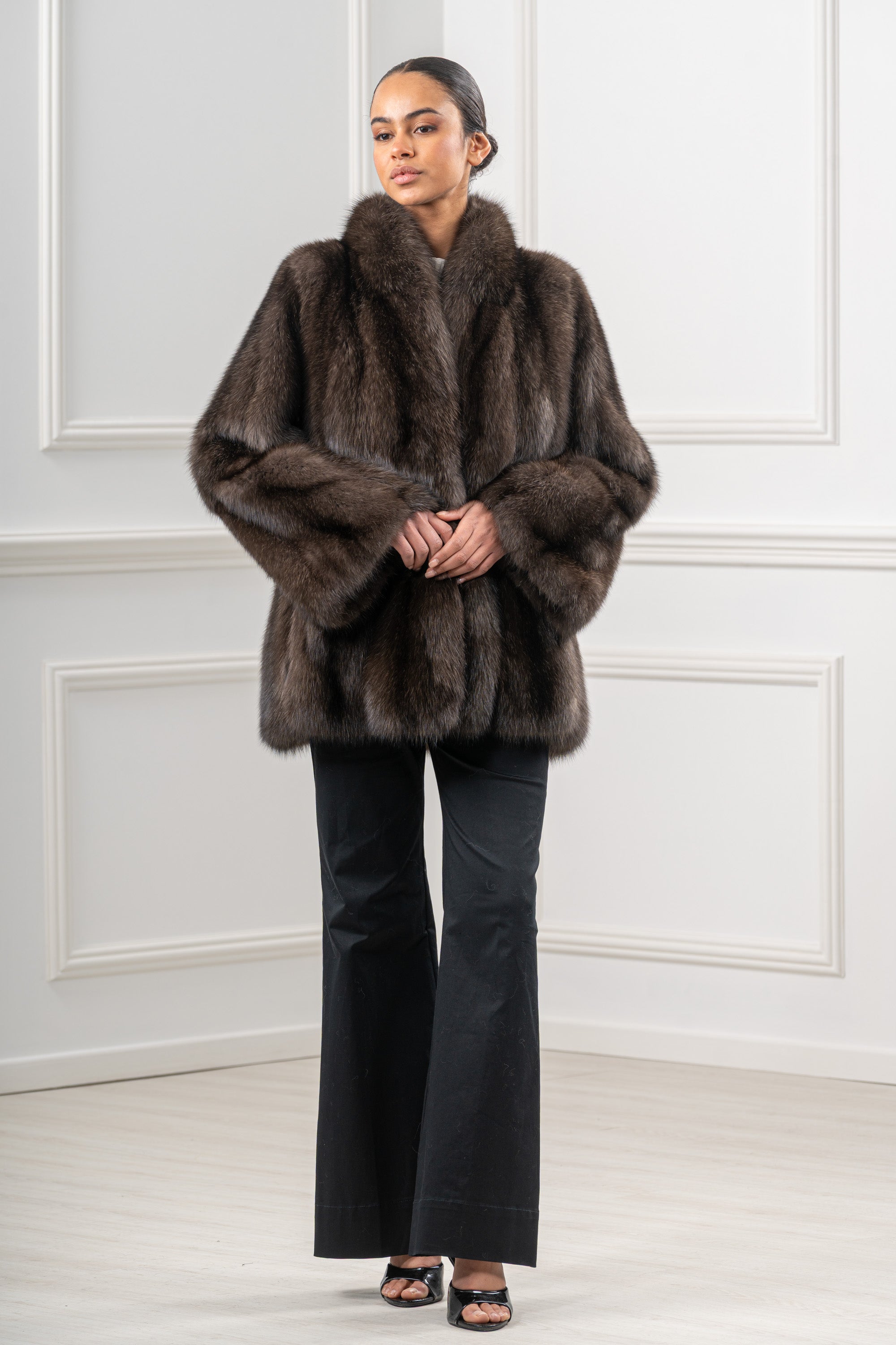 Carbonio Silvery Russian Sable Short Jacket - Women's Short Jacket