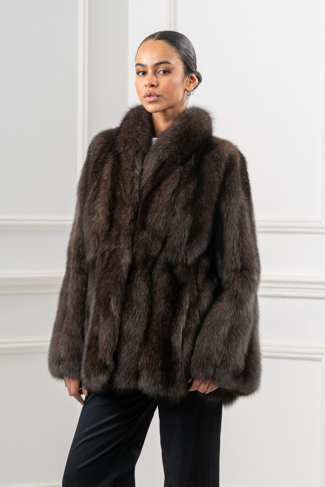 Manzari Carbonio Russian sable fur coat with a modern design
