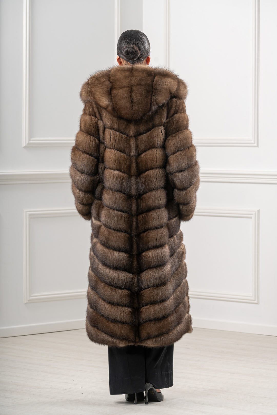 Elegant Platinum Russian sable fur coat by manzari