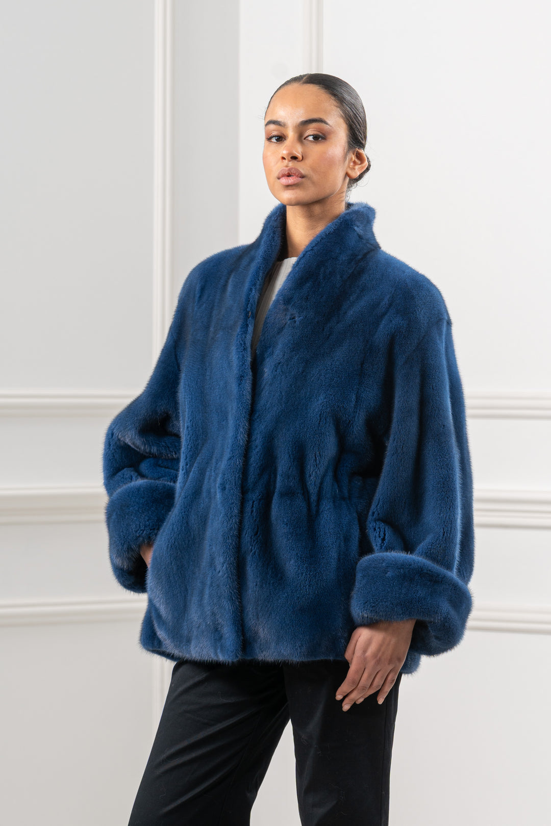 Manzari Blue Sky Mink fur coat for a timeless appeal