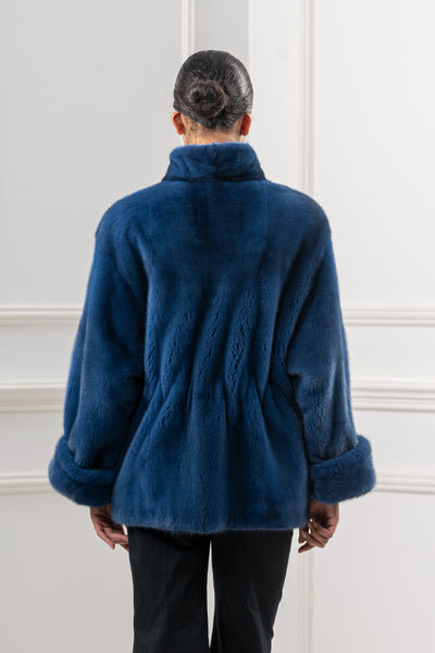 Model wearing a manzari mink fur coat