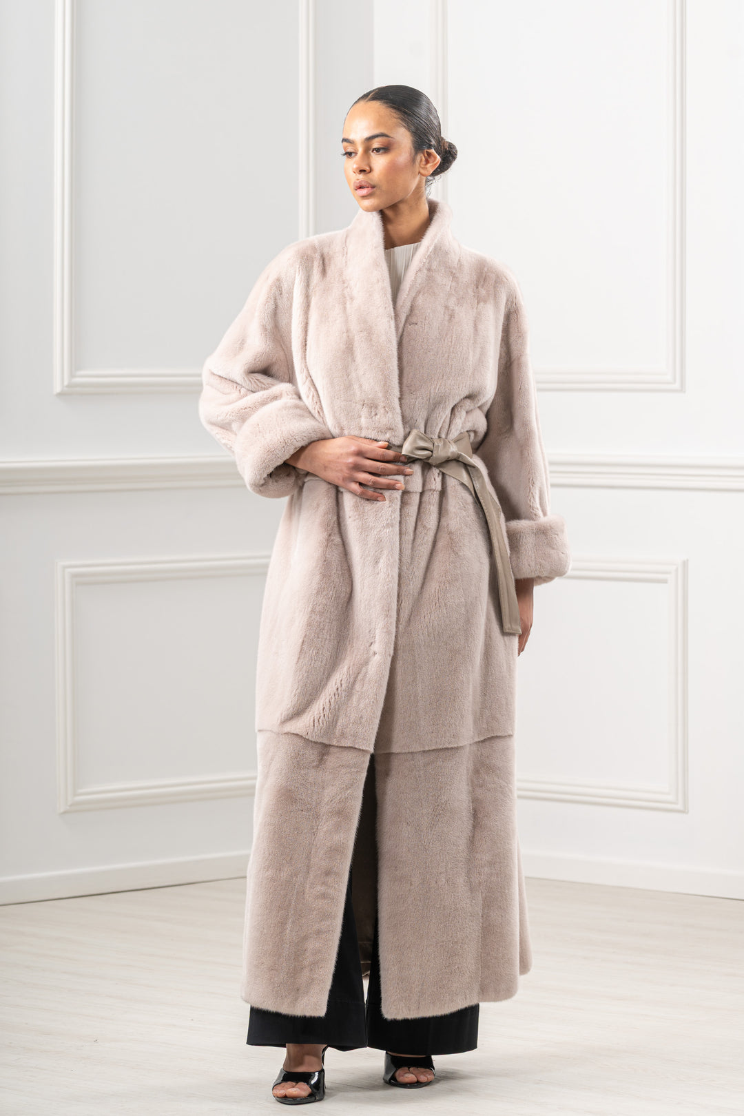 Premium Powder Mink fur coat for a sophisticated style