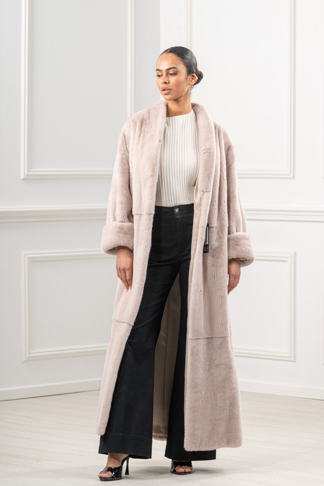 Elegant Powder Mink fur coat for a refined look
