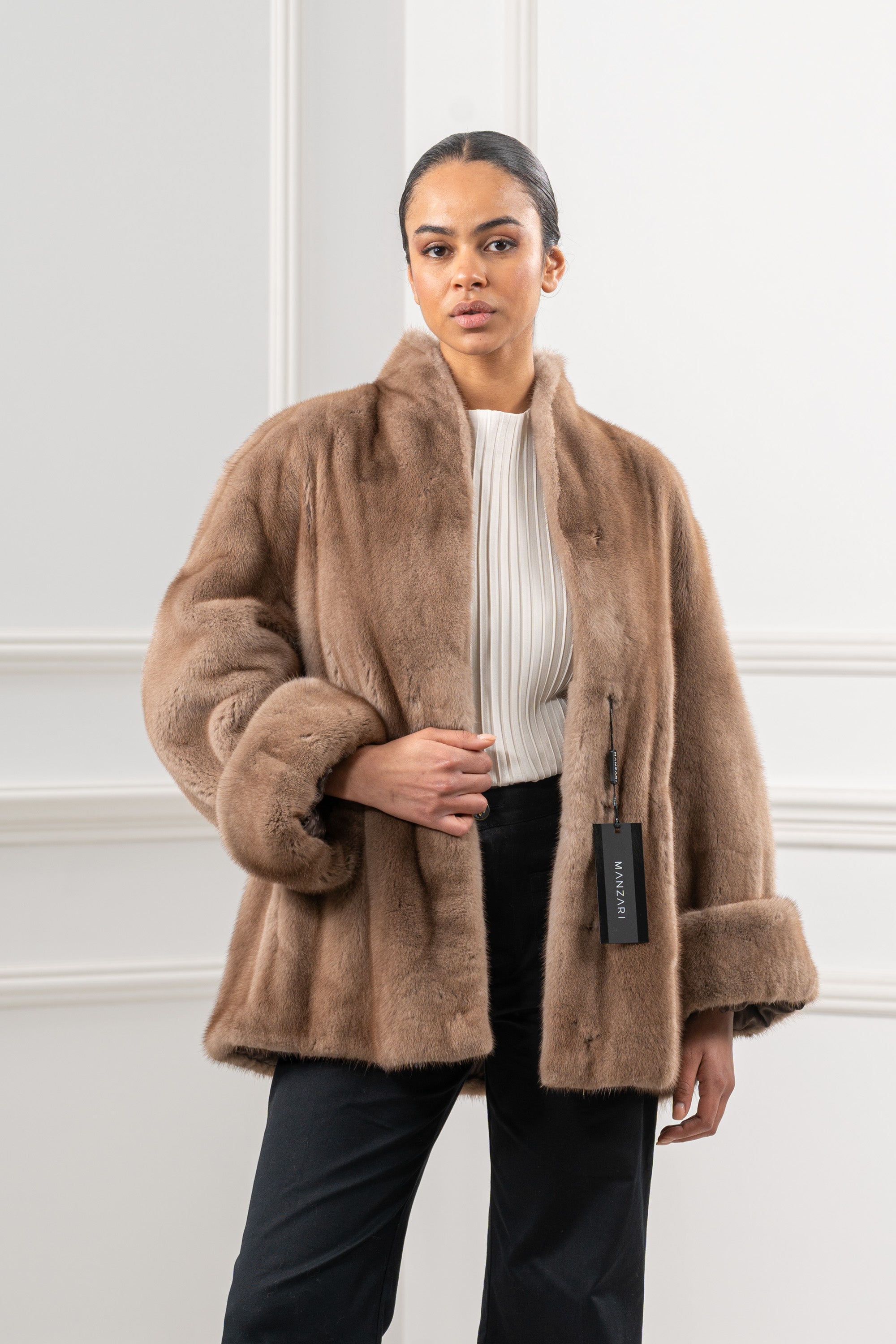Pastel Mink Fur Short Jacket - Women's Short Jacket L/O 24M4133