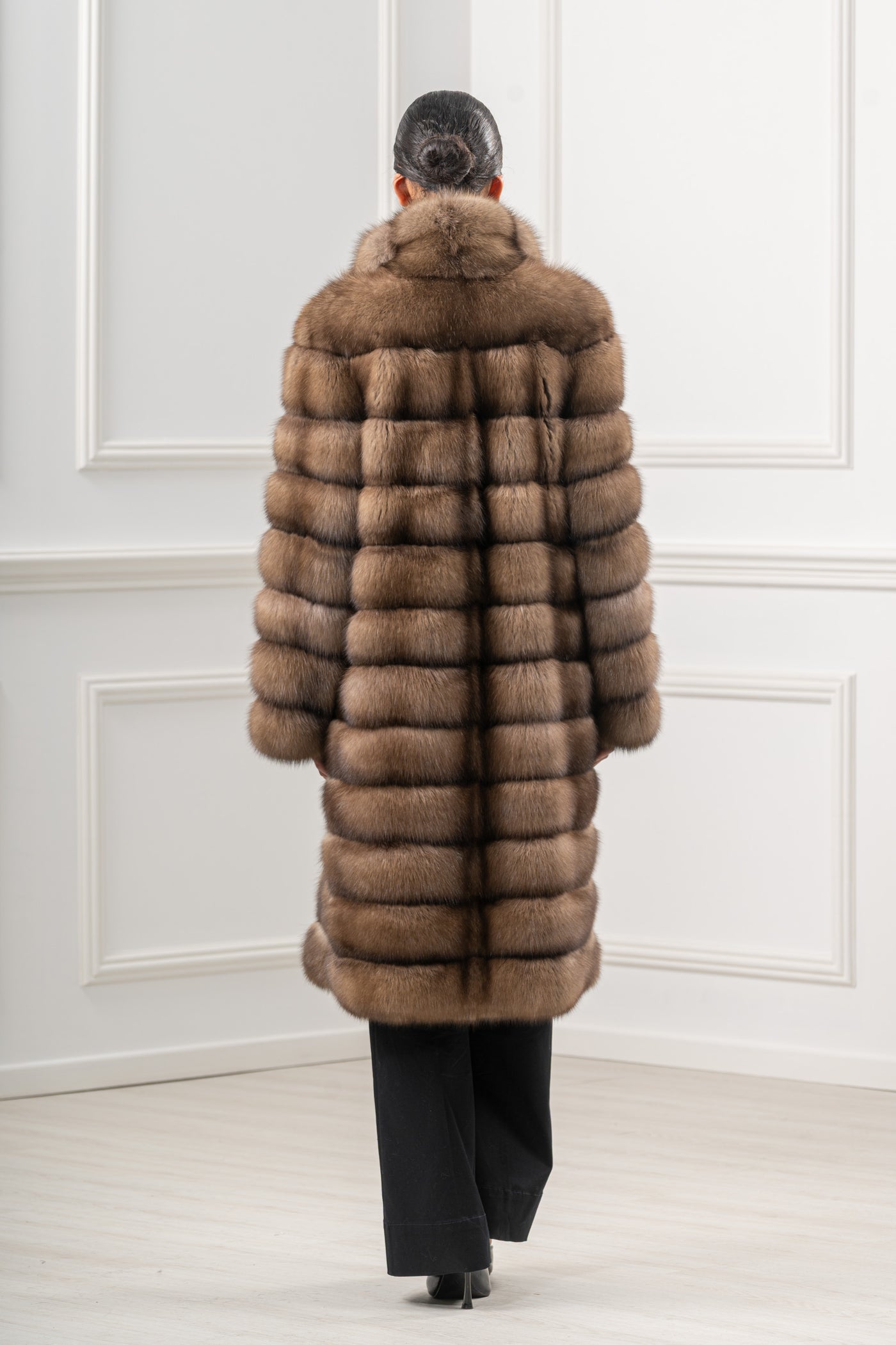 Manzari sable fur coat with a modern design
