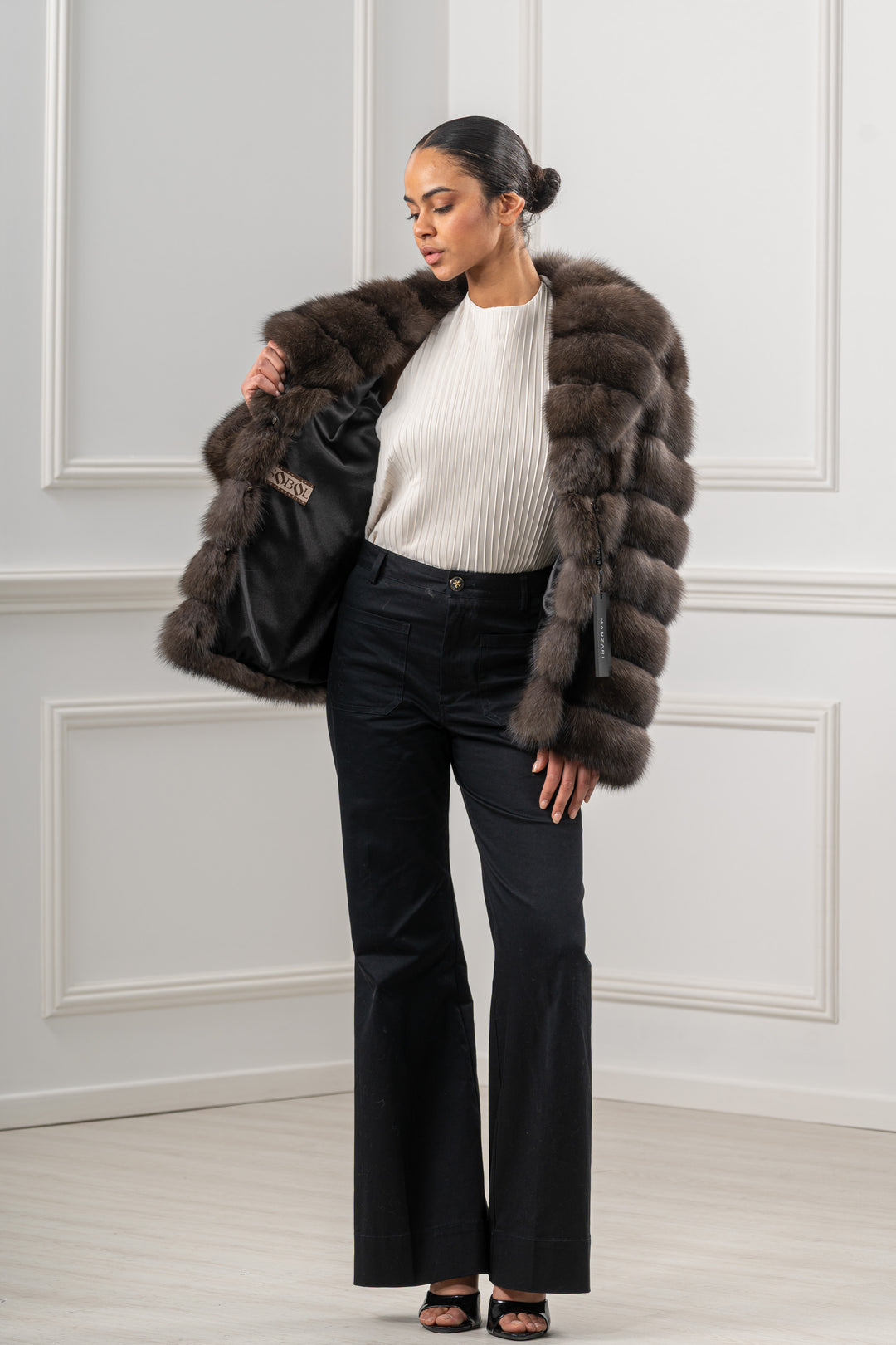 Sophisticated Carbonio Russian sable fur coat for special occasions