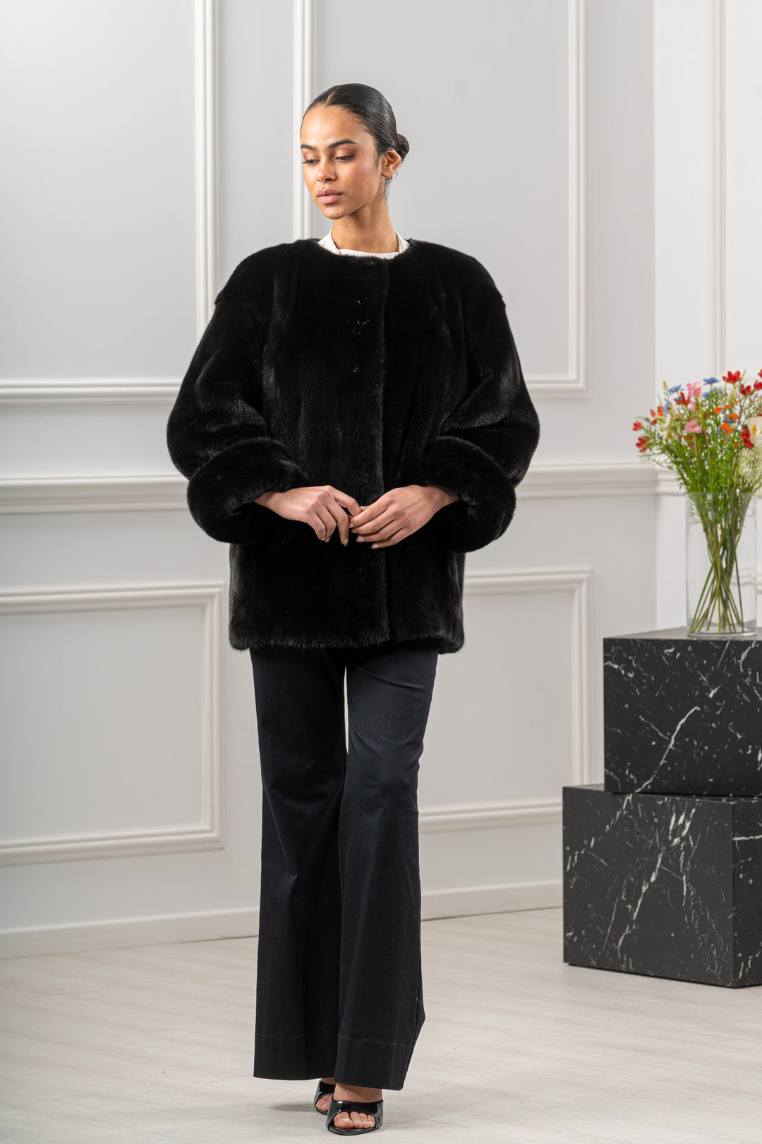 Exclusive Black Mink fur coat by manzari