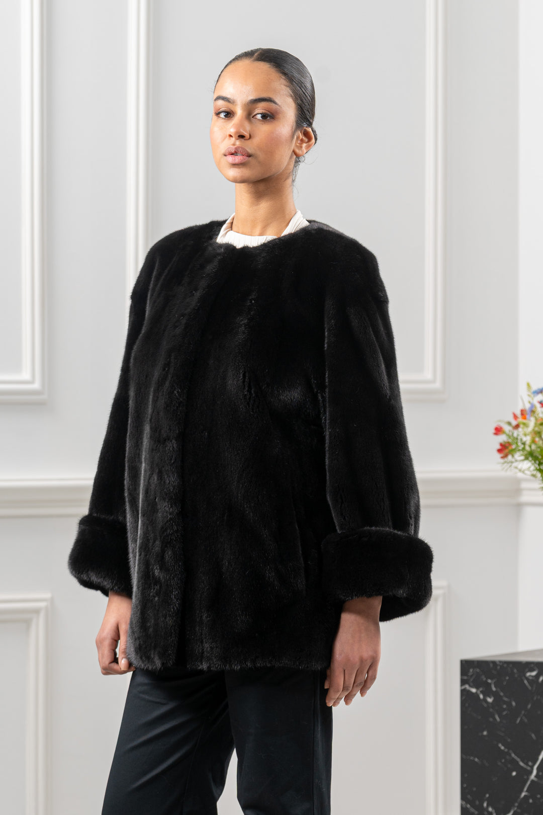 Elegant Black Mink fur coat for a refined look