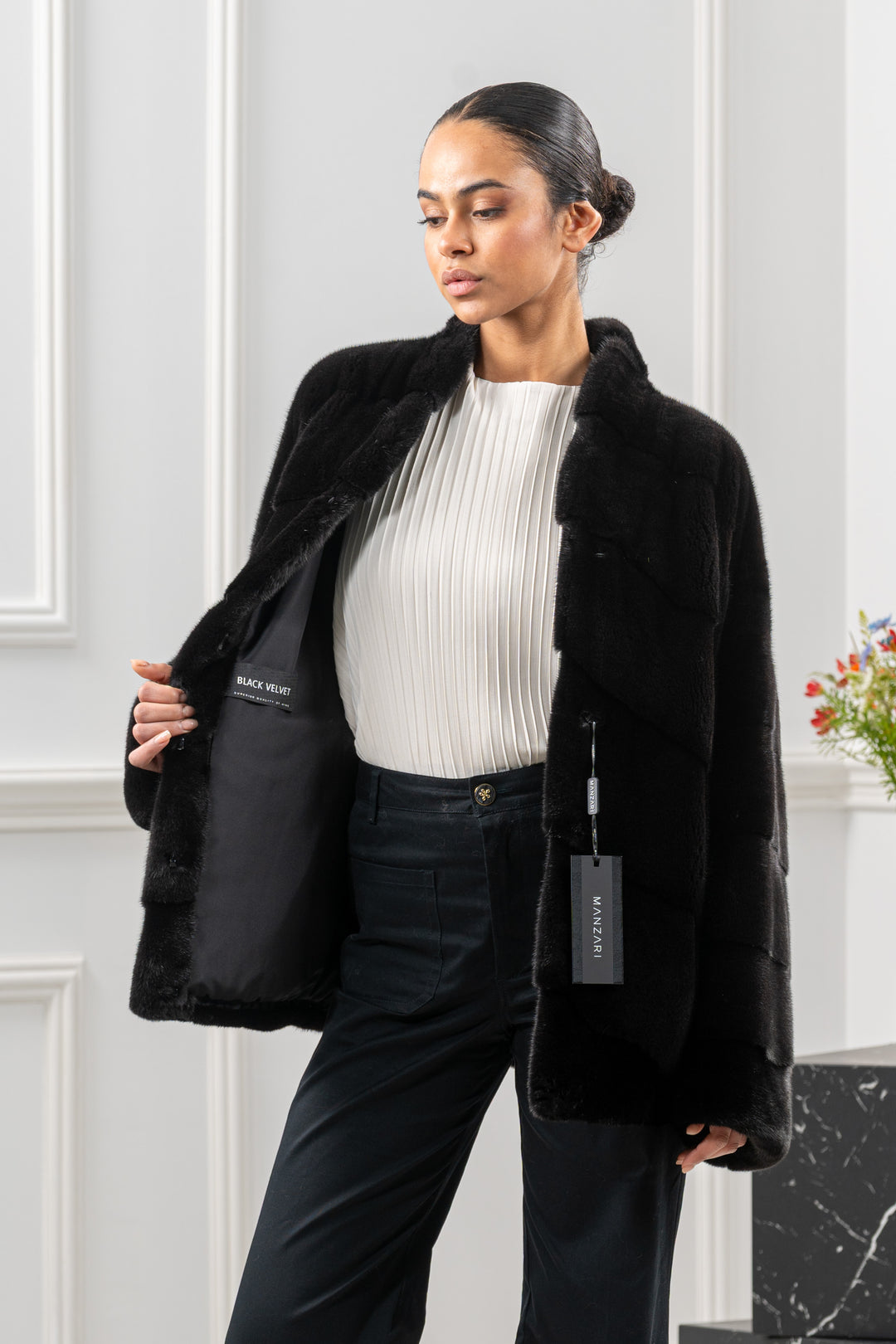 Classic Black Velvet Mink fur coat by manzari