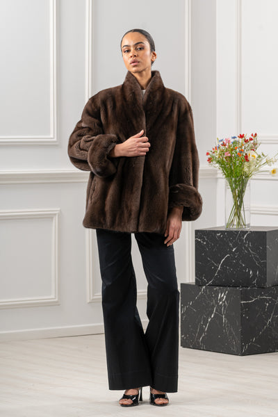 model wearing mink fur