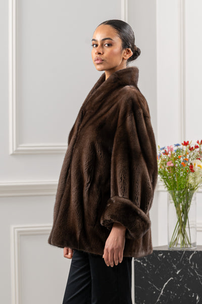 model wearing mink fur
