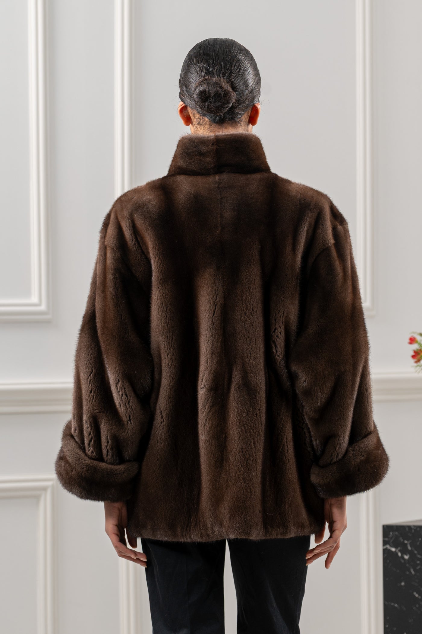 model wearing mink fur