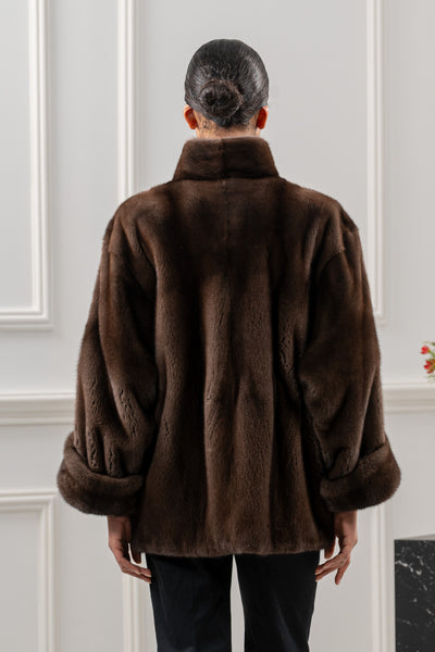 model wearing mink fur